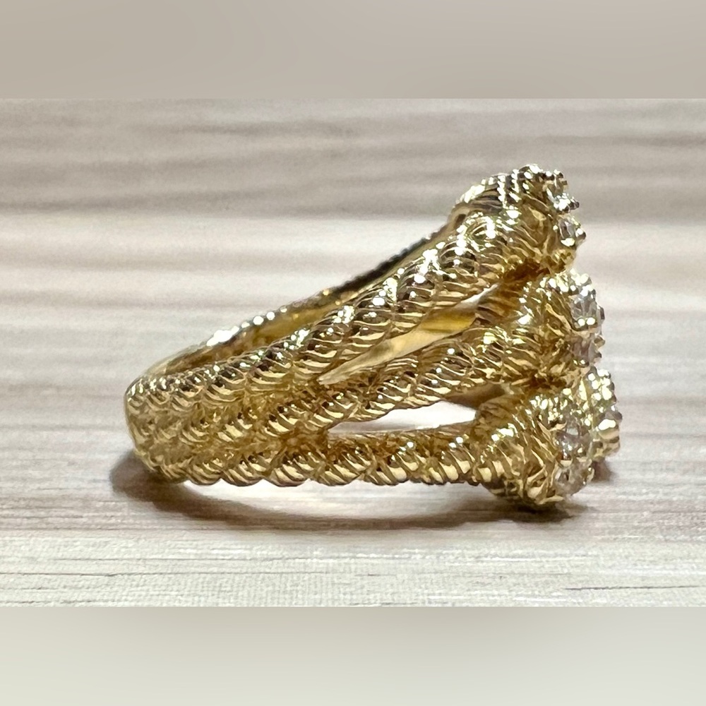 Judith Ripka Sterling Silver & 14K Gold Clad Diamonique Hearts Ring, Size 7, 9g - Picture 5 of 11